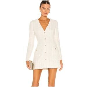 Sau Lee Audrey Long Sleeve Mini Dress in Ivory size 2